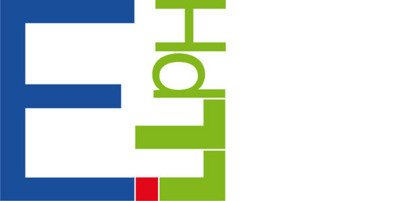 Logo des Projektes ELLpH in den Farben der Universitäten und Zentren der Verbundpartner: Blau, Grün und Rot.